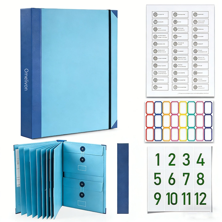 Dosar Organizator Albastru marin Multifunctional cu Pochi Manila & Saculet Organizer Documente (Grosime 5 cm) - Pentru Documente Persoanele & Birou Casnic