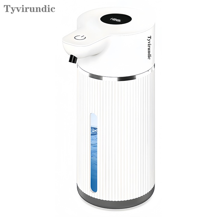 Fali szenzoros szappanadagoló, Tyvirundic, 14,2 Oz, fehér, 420 ml űrtartalom, falra szerelhető, 2 tartós szett