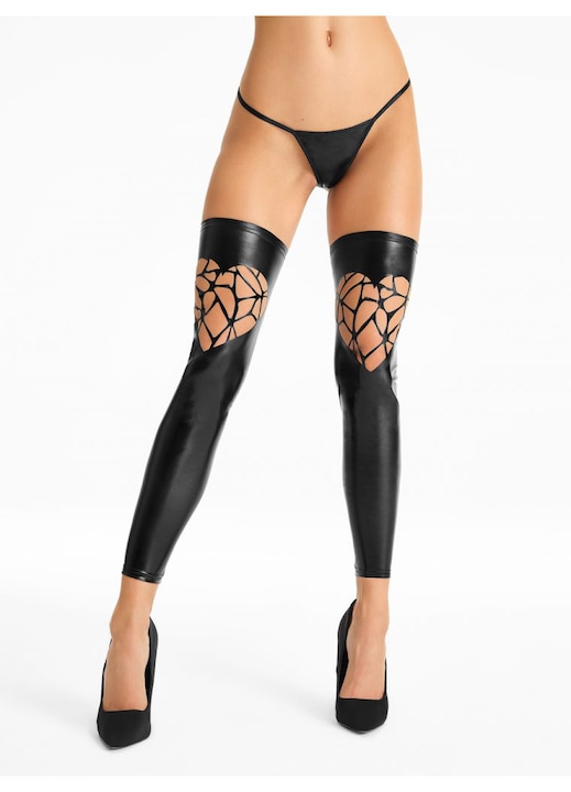 Kivágott harisnya, 7heaven, fekete, wet-look, S-M INTL