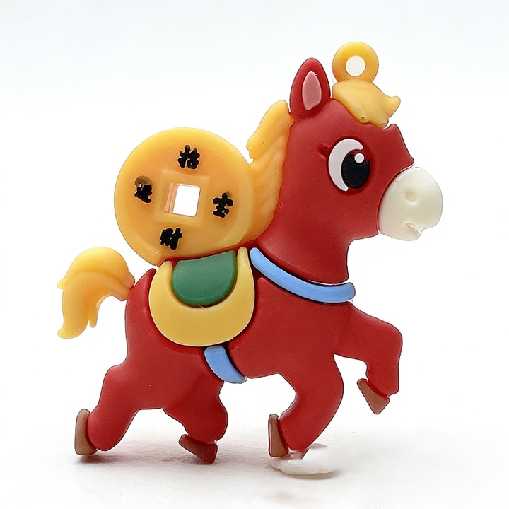 Szerencsés póni kulcstartó, talizmán, meglepetés doboz, élénk színek