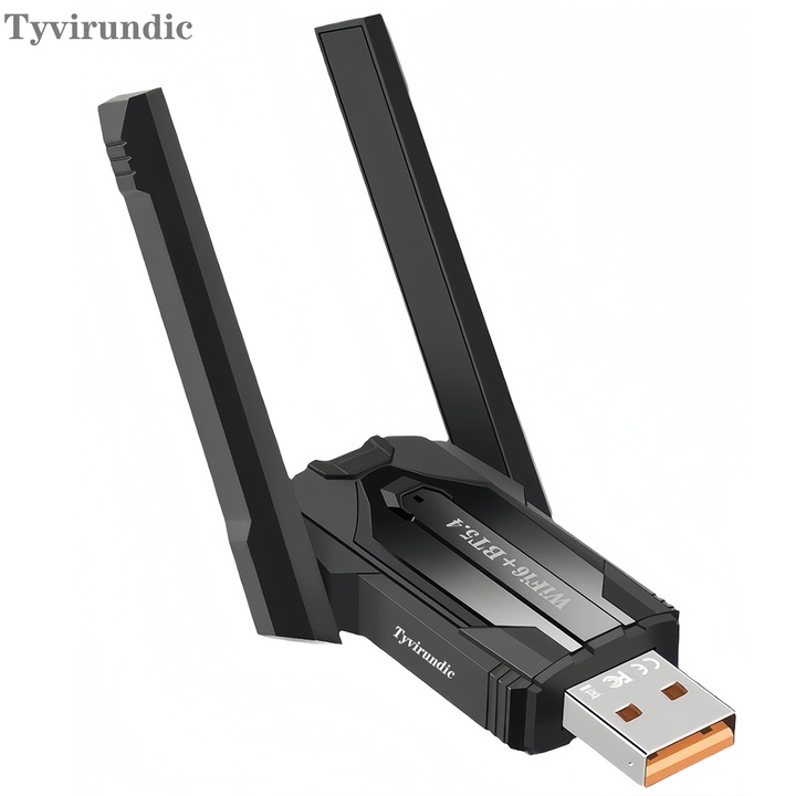 Безжичен адаптер Tyvirundic WiFi 6 Bluetooth 5.4 черен 2x3dBi 900Mbps