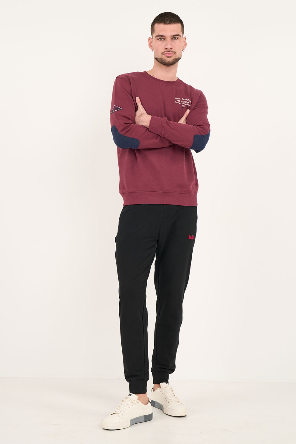 Lee Cooper, Pantaloni sport regular fit cu buzunare cu fermoar, Negru, XL