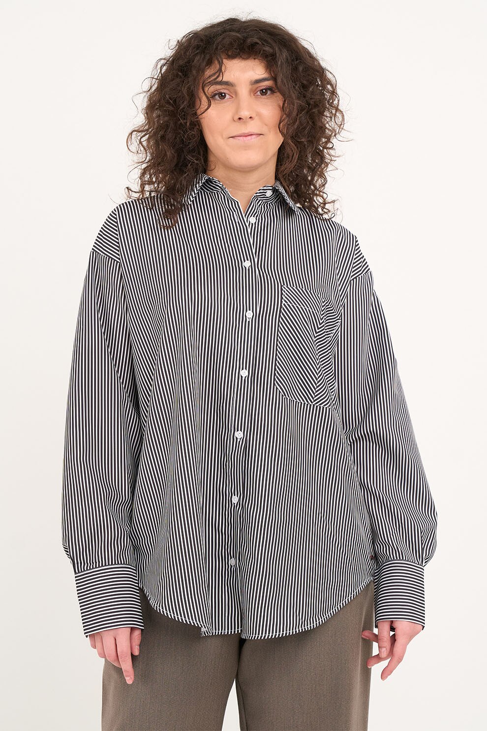 Lee Cooper, Camasa supradimensionata cu dungi, Bleumarin, M