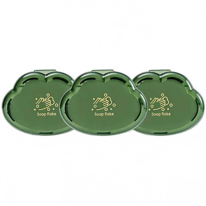 Foi de sapun de unica folosinta, portabile pentru calatorii · Sapun sub forma de foi pentru purtat cu tine · Produse pentru curatare si igienizare in deplasare · Mici, usor de transportat si solubile rapid in apa · Verde · Set de 3 bucati