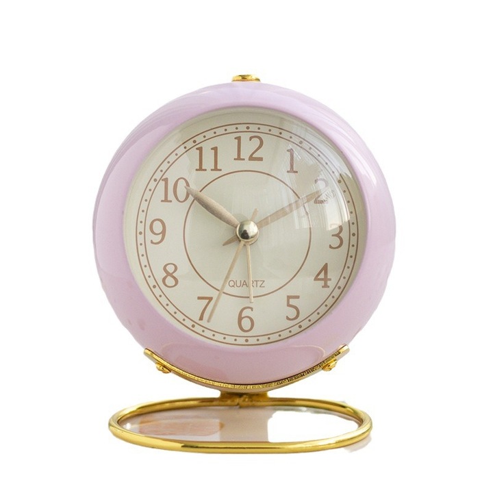 Ceas metalic silentios, electronic, simplu, negru, pentru birou