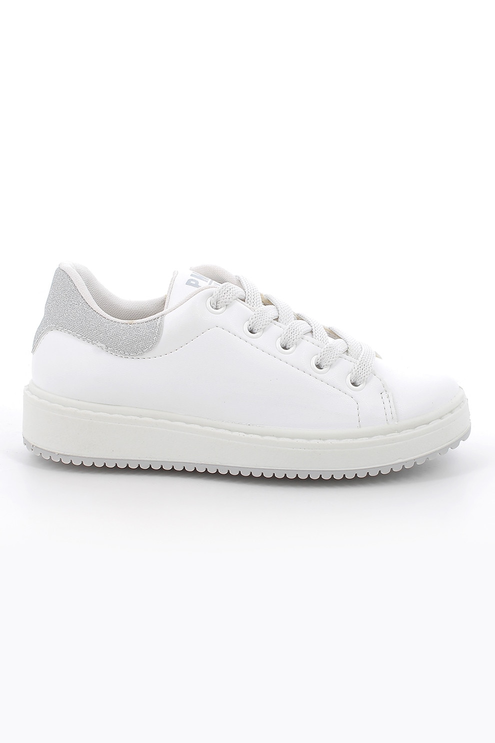 Primigi, Pantofi sport din piele ecologica cu logo, Alb optic, 27 EU