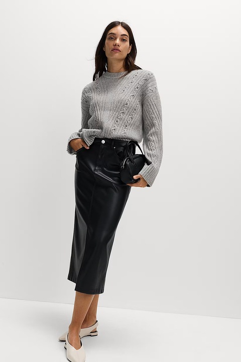 Marks & Spencer, Pulover din amestec de lana decorat, Gri melange