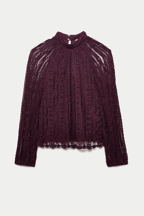Marks & Spencer, Bluza din dantela cu maneci lungi, Violet