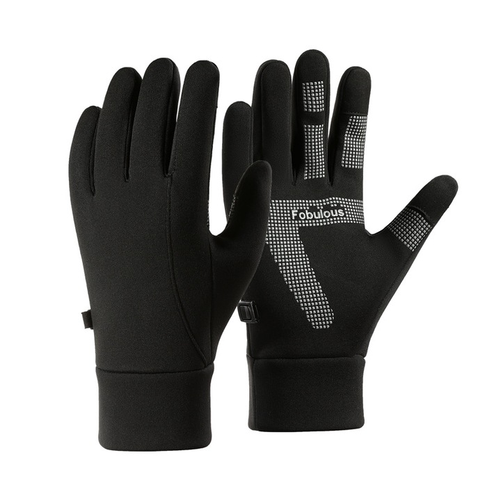 Manusi sport barbati, impermeabile, cu touchscreen, negru, marimea L