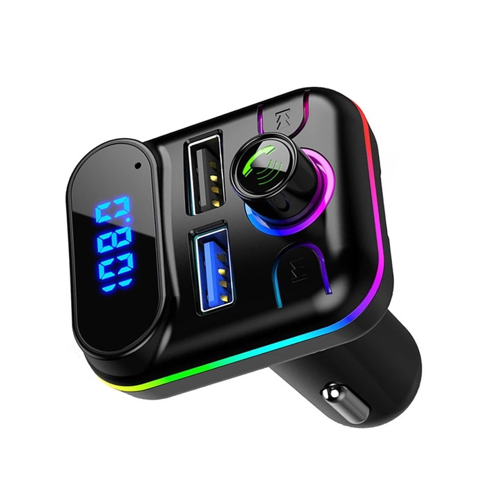 M33 Bluetooth FM transmitter, autós MP3 lejátszó, TF kártya/USB támogatás, kihangosító hívások, kettős USB töltő, 12V-24V