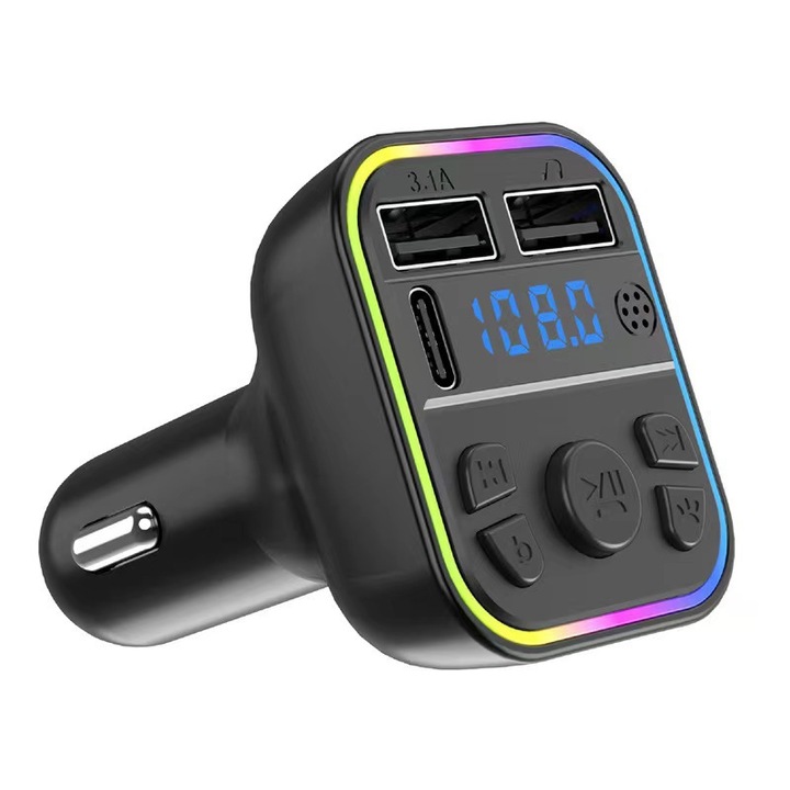Bluetooth FM adó G39, dupla USB töltő, MP3 zenelejátszó, kihangosított hívások, 12V-24V