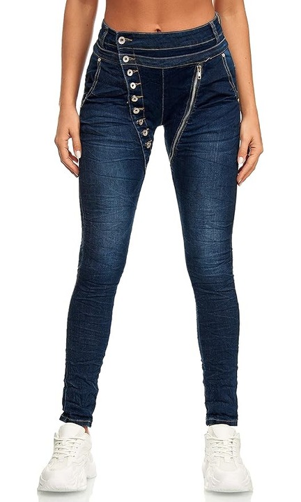 Jeans dama slim fit, albastru inchis, 48 EU
