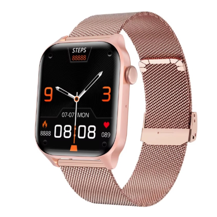 Ceas SmartWatch ISP LikeSmart™ New FiT, 1.72", Apel Bluetooth, Oximetru SpO2, Notificari Apel si Retele Sociale, Monitorizare Ritm Cardiac si Tensiune Arteriala, New Black
