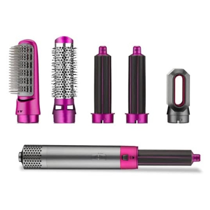 Perie de par electrica 5 in 1, volumizanta si ondulatoare, tehnologie cu ioni negativi, culoare neagra, dimensiuni compacte