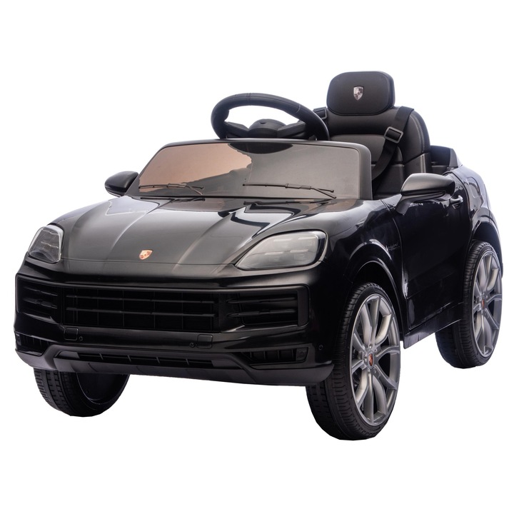 Masinuta electrica Premier Porsche Cayenne E-Hybrid Coupe, 12V, scaun piele ecologica, negru