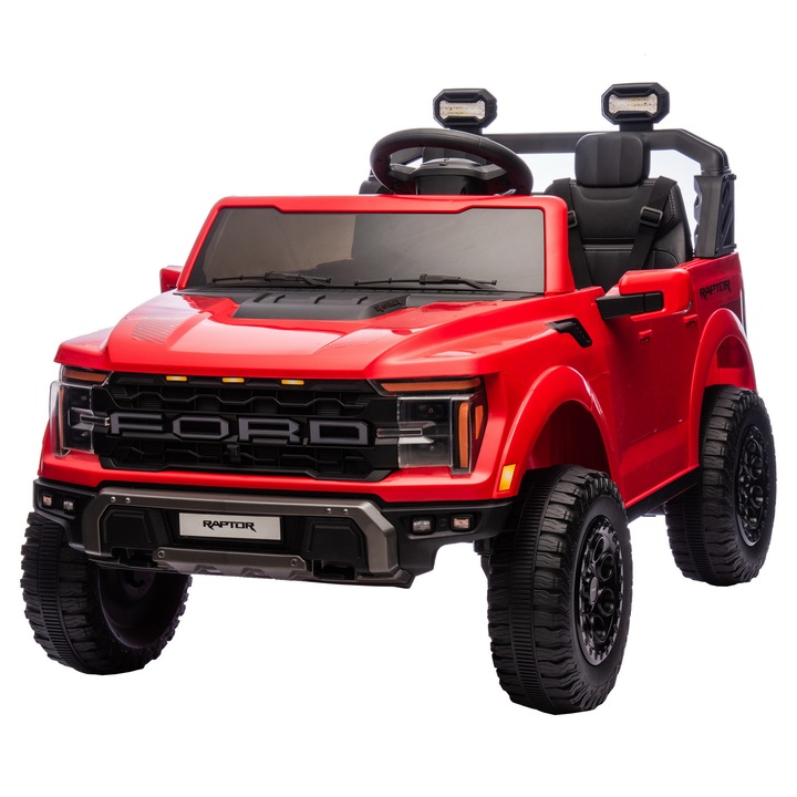 Masinuta electrica Premier Ford Raptor F150, 24V, 2 copii, scaun piele ecologica, rosu