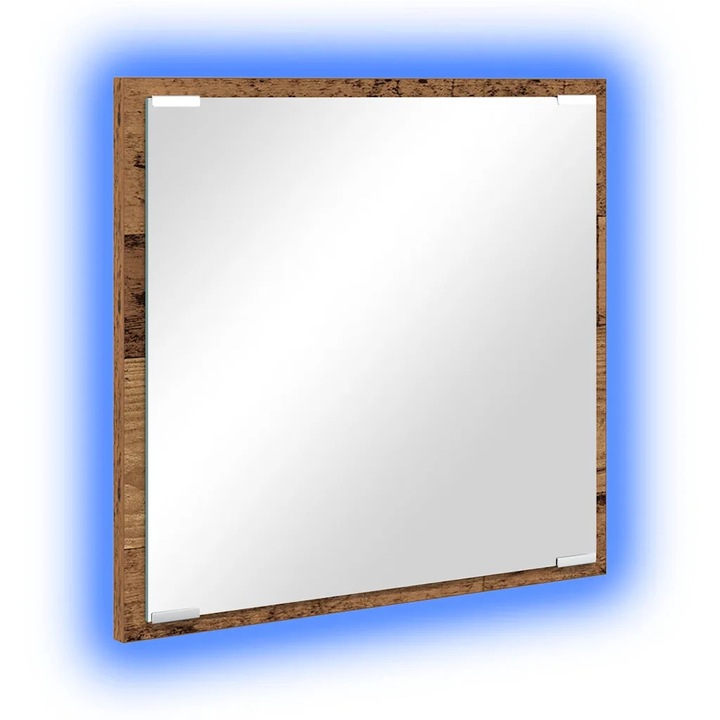 LED огледало за баня с огледало Старо дърво vidaXL, 40 x 37 x 8.5 см
