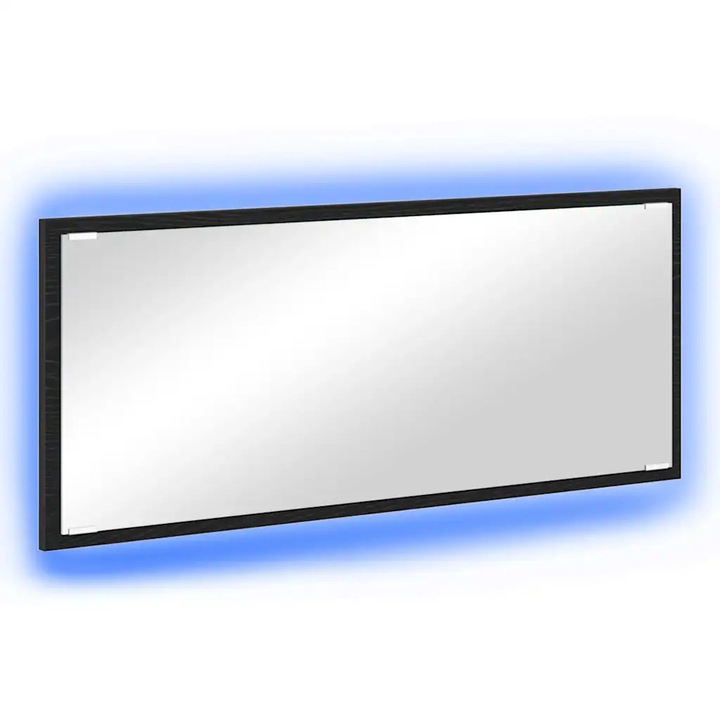 vidaXL Tükör LED -es lámpákkal Fekete tölgy 90 x 8, 5 x 37 cm Faanyag