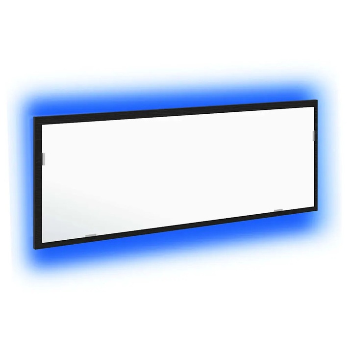 Oglinda de baie vidaXL, cu LED Stejar Negru 100 x 8, 5 x 37 cm Sticla