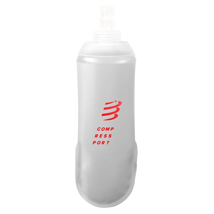 Bidon apa moale Compressport, Ergoflask, alb/transparent, 500ml