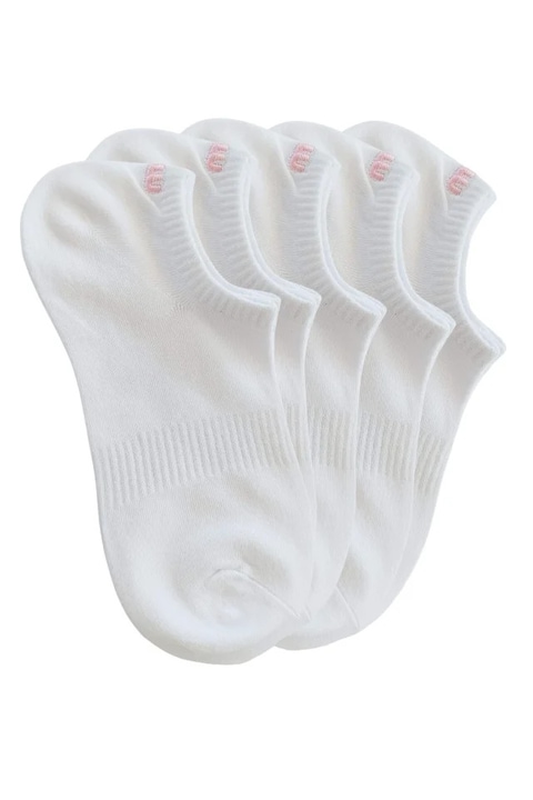 Бели дамски чорапи до глезена с бродерия