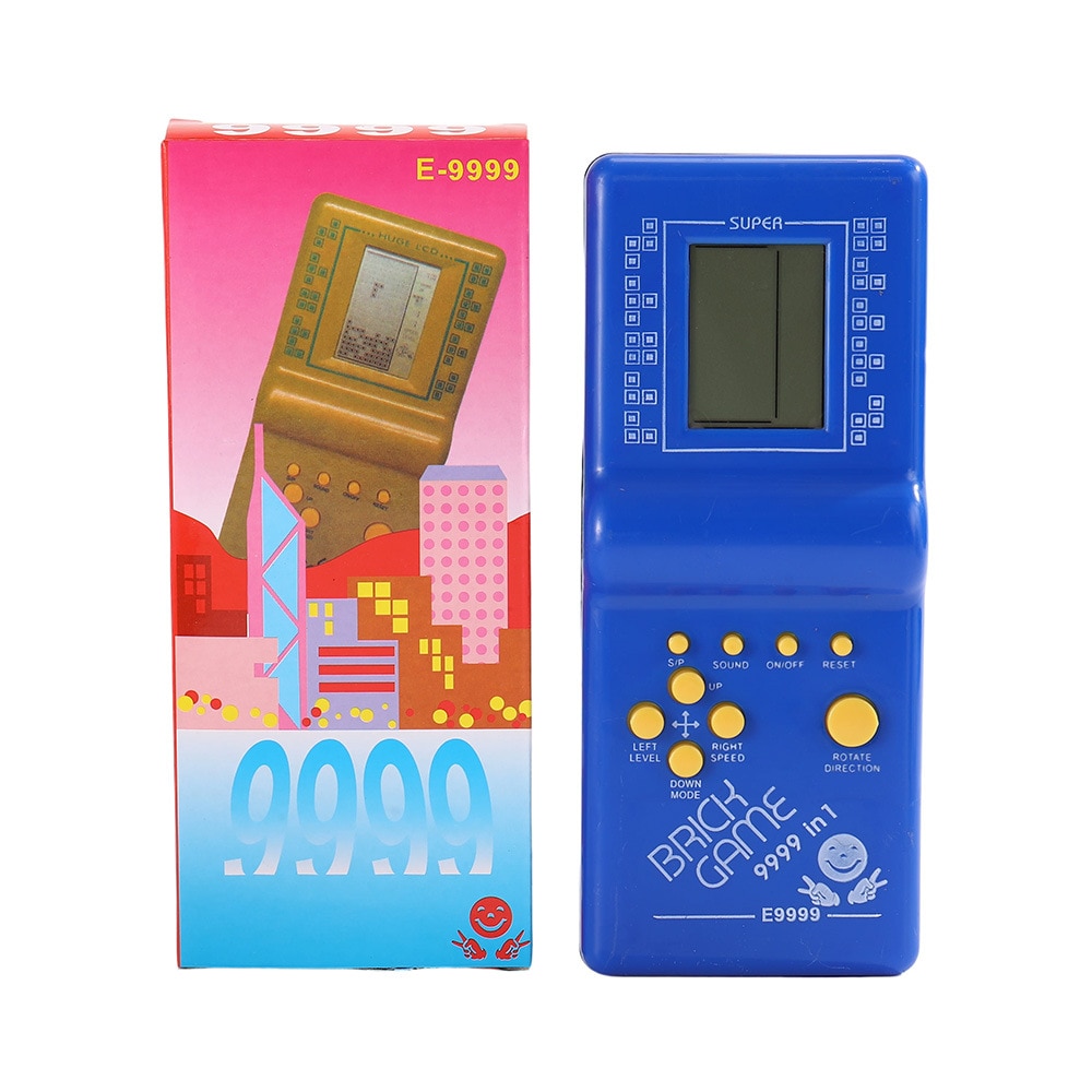 Consola de jocuri retro din caramizi, anii '80-'90, jocuri de curse si tanc, 26 de jocuri clasice incorporate, consola nostalgiica pentru copii, albastra