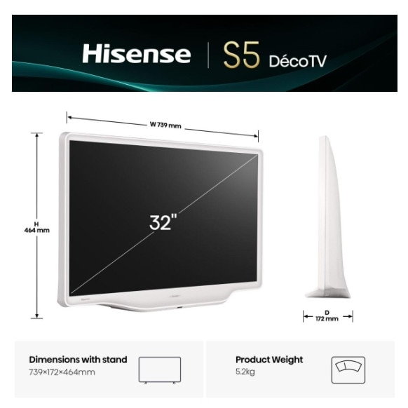 Televizor QLED Hisense 32S5Q, Smart TV, Full HD, 80 cm