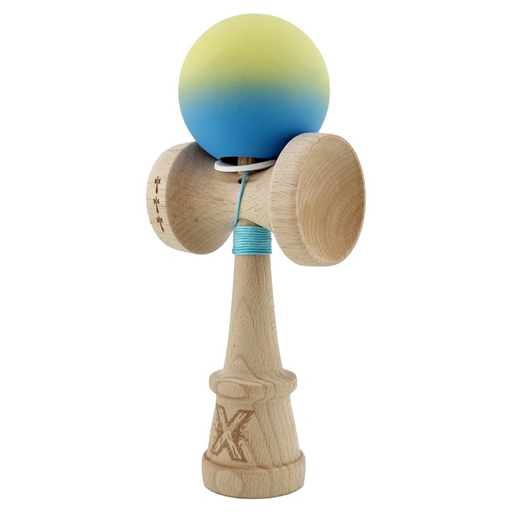 Kendama, LEIBOO, V3, големи чашки, синьо-жълта, 18 см, въже 55 см