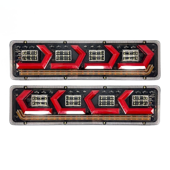 Комплект Задни Стопове, Тройни Led 46см, 5 Функции, Динамична Светлинна Сигнализация, За Ремарке, Камион и Полуремарке, 12-24V, Универсални