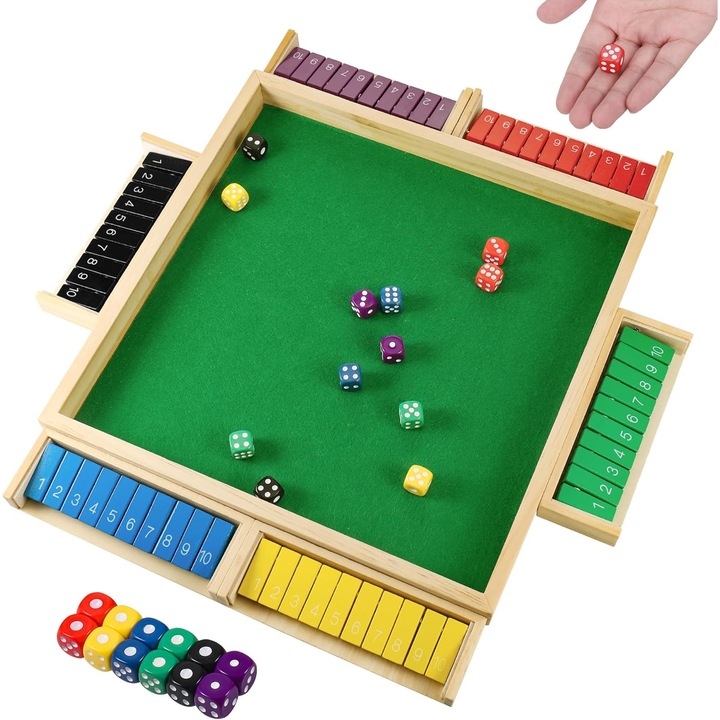 Joc de societate Shut the Box, Bedee, lemn, 30x30cm, pentru 1-6 jucători