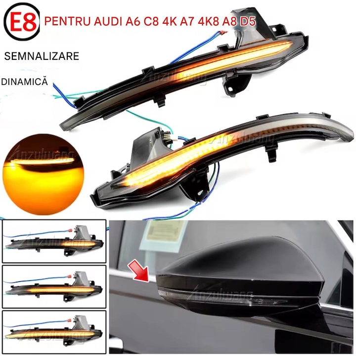 Set 2 semnalizari dinamice oglinda AUDI, A6 C8, A7, A8 D5, Lumina ...