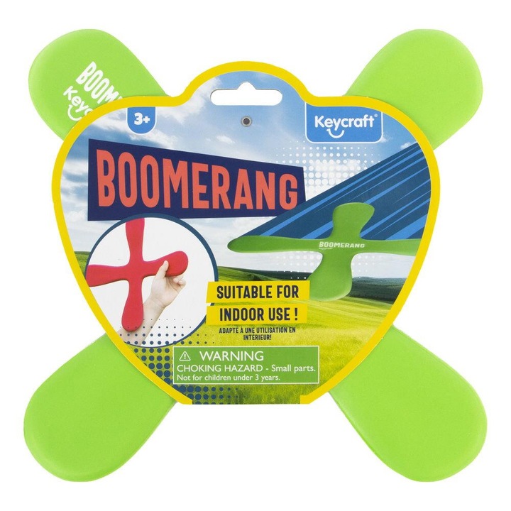 Bumerang pentru copii, Keycraft, design aerodinamic, material sigur, 20.30x0.70x20.30cm