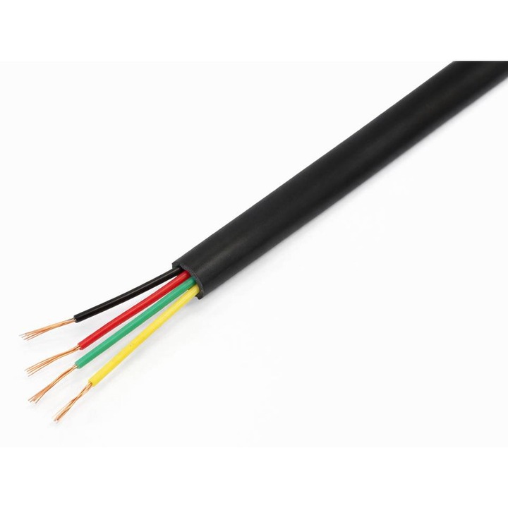 Telefonkábel RJ11-hez, lapos, négyeres, fekete, ШТПР-4, Cu