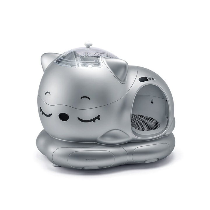 Litiera Automata Smart, pentru Pisici, Auto-Curatare si Sterilizare Automata, Control prin Aplicatie Mobila, Functie de Curatare Usoara, Capacitate 80L+10L, Argintiu