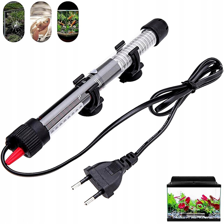 Încălzitor pentru acvariu YOUKUKE 300W, cu termometru, rezistent la apă, negru, 295mm
