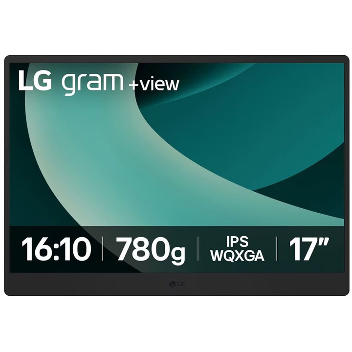 Monitor LCD LG GRAM+ VIEW 17" WQXGA IPS, Portabil, Negru