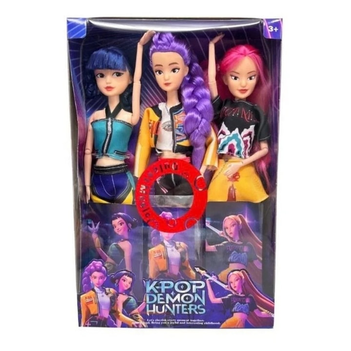 Set 3 papusi K-POP demon hunters, Mira, Rumi si Zoey, 30 cm, multicolor