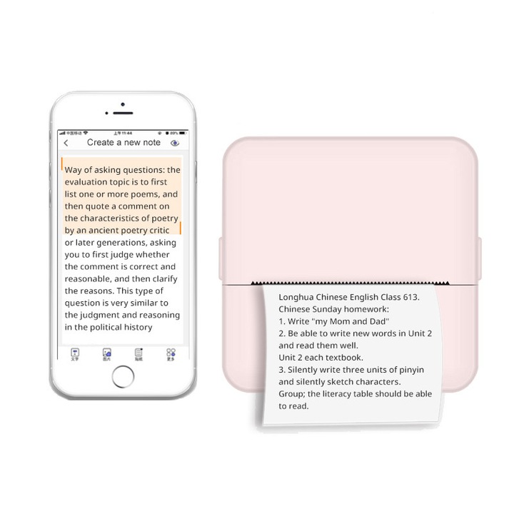 Aparat de Etichetat Portabil (Label Maker), Imprimanta termica Bluetooth, reincarcabila, potrivita pentru birou, scoala, uz casnic, + 5 abtibilduri, roz