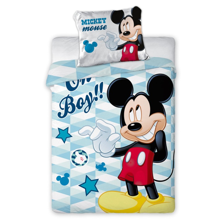 Disney Mickey Oh Boy gyerek, ovis ágyneműhuzat 100×135 cm, 40×60 cm