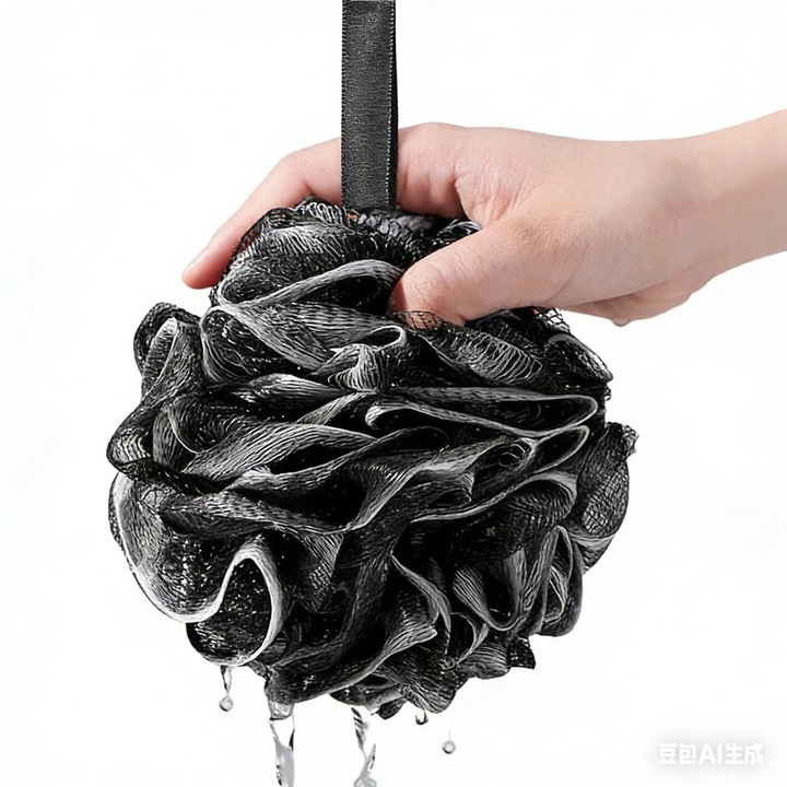 Fürdőszivacsok hámlasztáshoz és testmasszázshoz, gyengéden és biztonságosan távolítják el az elhalt hámsejteket, minőségi hálós anyagból, finom és puha tapintású a bőrrel, Egy darab 50g, fekete