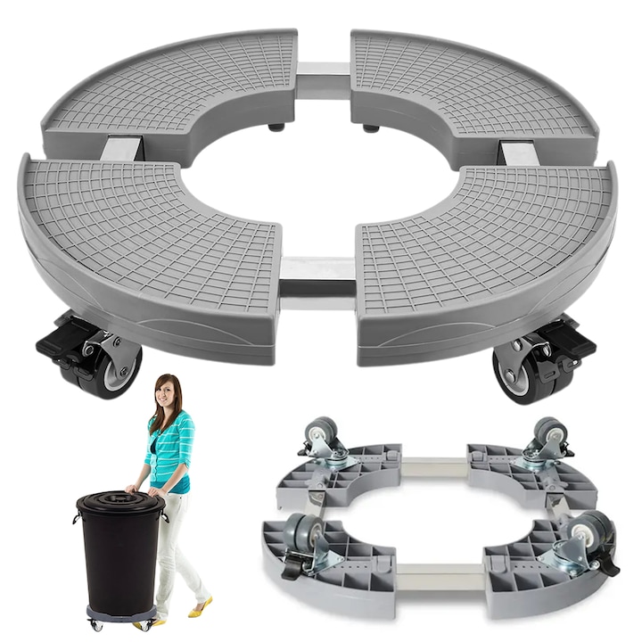 Мобилна стойка, регулируем диаметър 38-54 см, с 4 противоплъзгащи колела, товароносимост 200 кг, многофункционална, с дренажен отвор в средата