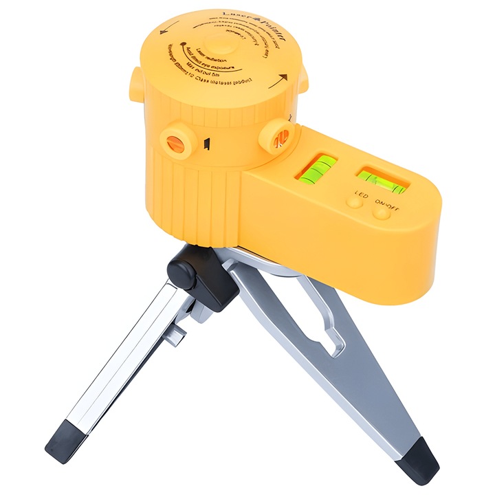Nivela Laser Teno®, trepied si boloboc, precizie +/-0.5nm/m, LED incorporat, materiale calitative, galben
