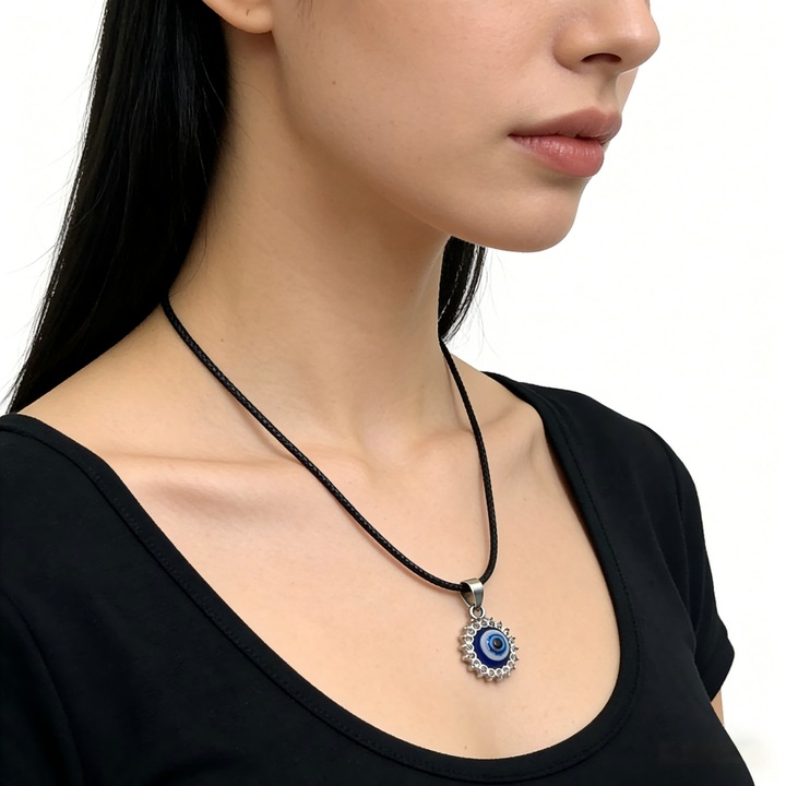 Colier Talisman Ochiul lui Nazar, Albastru, cu Accente de Cristal