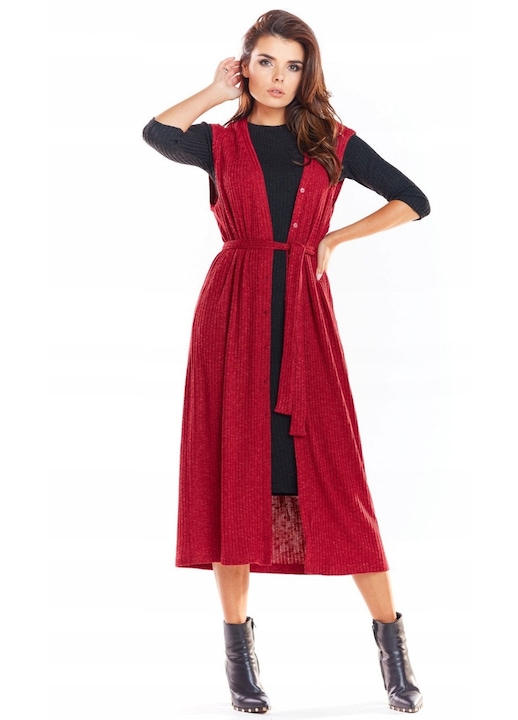 Vesta dama, Awama, lunga, rosu, marime L/XL