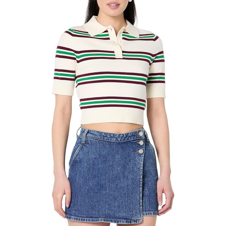 Tricou scurt tip polo cu maneca scurta Gero cu guler divizat, marime M, The Drop