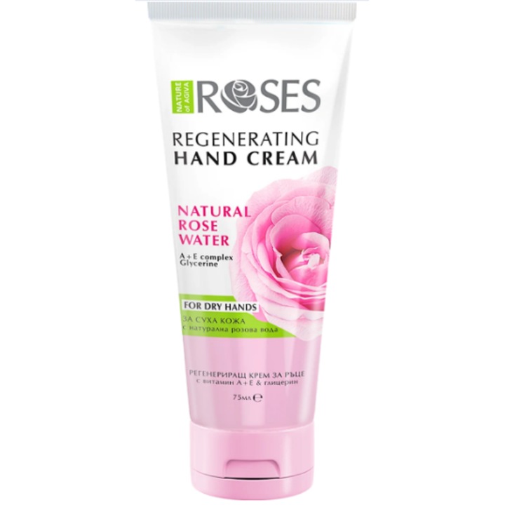NATURA AGIVA Crema regeneratoare de maini cu apa de trandafiri, 75 ml