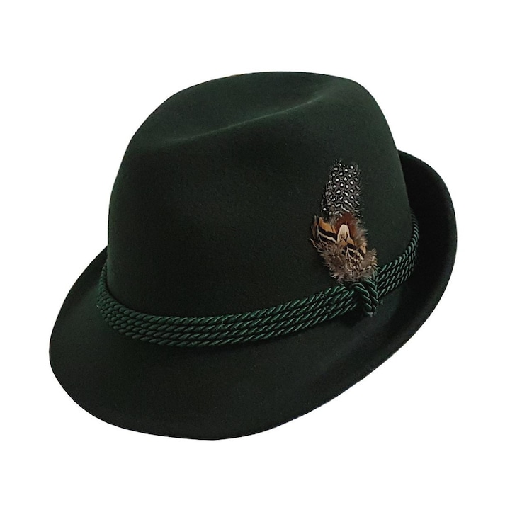 Palarie Vanator Sau Padurar cu Snur Impletit si Pana Ornamentala