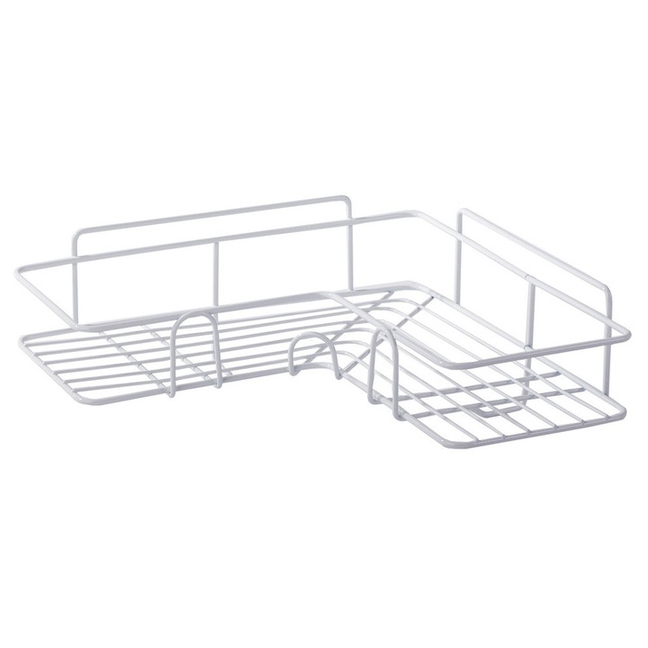 Raft colt baie agatat Verk, stil loft 2 nivele, 31 x 32.5 x 17 cm, Metal, Alb