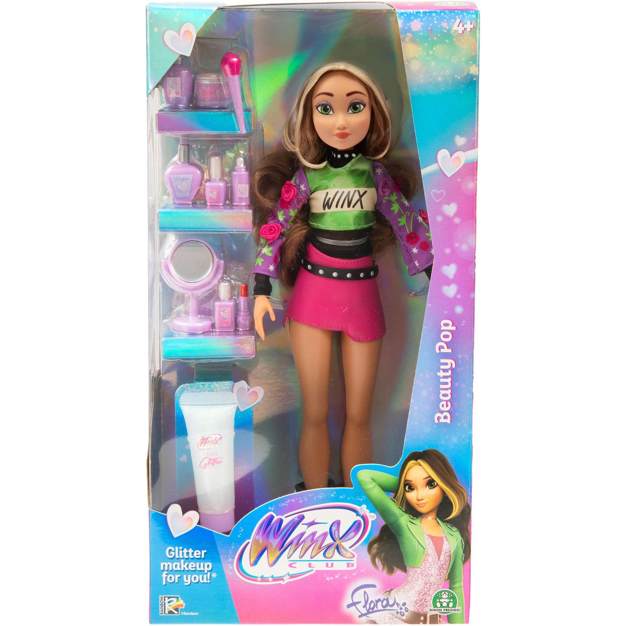 Papusa Winx Beauty Pop, Flora, cu accesorii, 27 cm