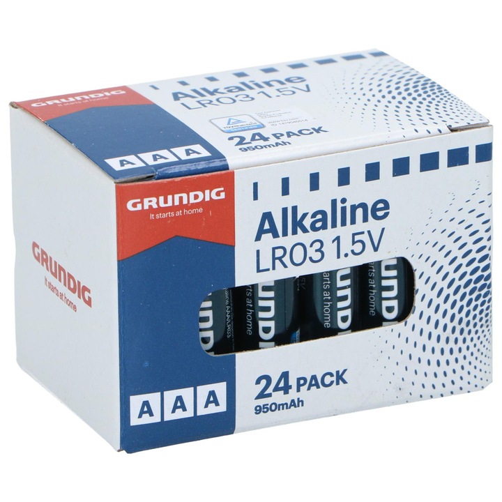 Set 24 baterii AAA, Grundig, Zinc Carbon, 1.5 V, 950mAh